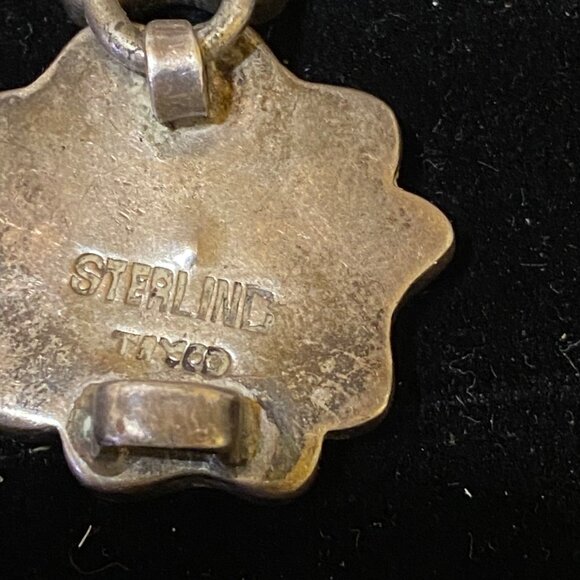 Vintage Mexican Sterling Silver & Stone Flower Bracelet - Picture 2 of 16